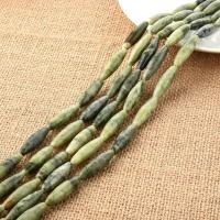 Single Gemstone Beads, Natural Stone, Drum, polished, DIY, green 