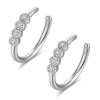 Earring Cuff and Wraps, Brass, Donut, plated, fashion jewelry & micro pave cubic zirconia & for woman 14*2mm 