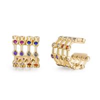 Earring Cuff and Wraps, Brass, Round, plated, fashion jewelry & micro pave cubic zirconia & for woman, golden, 14*12mm 