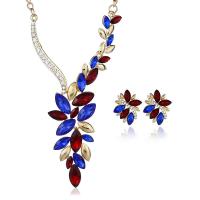 Fashion Zinc Alloy Jewelry Sets, Stud Earring & necklace, with Crystal, 2 pieces & fashion jewelry 