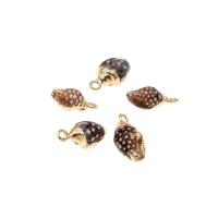 Trompette Shell pendentif en laiton, coquille de trompette, conque, Placage, DIY, brun, 15*7*7mm, Vendu par PC