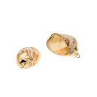 Trompette Shell pendentif en laiton, coquille de trompette, conque, Placage, DIY, beige, 39*25*14mm, Vendu par PC