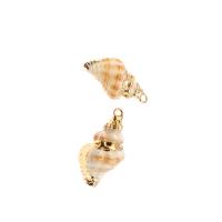 Trompette Shell pendentif en laiton, coquille de trompette, conque, Placage, DIY, beige, 12*14*10mm, Vendu par PC