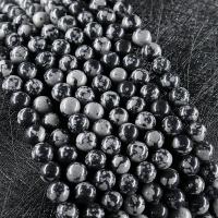 Snowflake Obsidian Bead, Round, polished, DIY black 