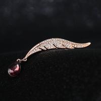 Zinc Alloy Jewelry Brooch, with Rhinestone, Feather, plated & fashion jewelry 10*60mm 