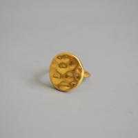 Messing Fingerring, goldfarben plattiert, für Frau & gehämmert, 17mm, verkauft von PC