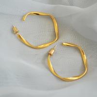 Brass Hoop Earring, gold color plated, for woman, 30mm 