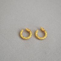 Brass Huggie Hoop Earring, gold color plated, for woman, 15mm 