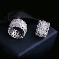 Cubic Zirconia Micro Pave Brass Finger Ring, silver color plated & micro pave cubic zirconia & for woman 