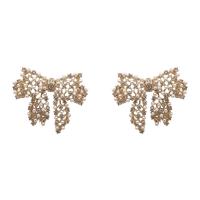 Zinc alliage strass Stud Earring, alliage de zinc, Noeud papillon, bijoux de mode & pour femme & avec strass, 23mm, Vendu par paire