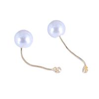 Boucle d'oreille en alliage de zinc en plastique perle, avec perle de plastique, Placage, bijoux de mode, Or, 5.7cmX1.5cm, Vendu par paire