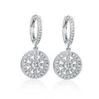 Huggie Hoop Drop Earring, Brass, platinum plated, micro pave cubic zirconia & for woman & hollow 