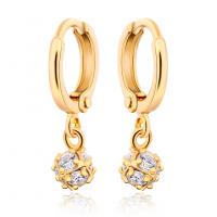 Huggie Hoop Drop Earring, Brass, real gold plated, micro pave cubic zirconia & for woman 