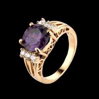 Anneau de cuivre de Zircon, laiton, avec zircon cubique, Placage de couleur d'or, normes différentes pour le choix & pour femme, violet, Vendu par PC