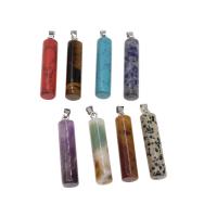 Gemstone Pendantifs en laiton, Agate, pilier, poli, différentes couleurs et motifs pour le choix & DIY, plus de couleurs à choisir, 45*10*10mm Environ 3mm, Vendu par PC