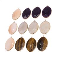 Gemstone Pendantifs en laiton, Agate, avec laiton, ovale plat, Placage, DIY & facettes, plus de couleurs à choisir, 54*37*10mm Environ 1mm, Vendu par PC