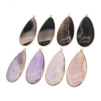 Agate Brass Pendants, with Brass, Teardrop, plated, DIY 55*26*6mm Approx 1mm 