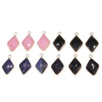 Gemstone Pendantifs en laiton, pierre gemme, avec laiton, Losange, Placage, DIY & styles différents pour le choix, plus de couleurs à choisir, 26*15*4mm Environ 1mm, Vendu par PC