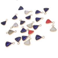 Gemstone Pendantifs en laiton, pierre gemme, avec laiton, triangle, Placage, DIY, couleurs mélangées, 17*11*4mm Environ 1mm, Vendu par PC