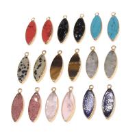 Gemstone Pendantifs en laiton, pierre gemme, feuille, Placage, différentes couleurs et motifs pour le choix & DIY, plus de couleurs à choisir, 28*10*4mm Environ 1mm, Vendu par PC