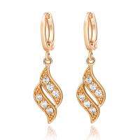 Huggie Hoop Drop Earring, Brass, real gold plated, micro pave cubic zirconia & for woman 