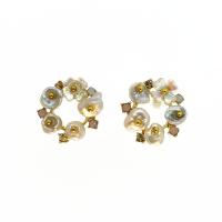 Pendientes de Perno de Aleación de Zinc, con Perlas plásticas, Joyería & para mujer, 17mm, Vendido por Par