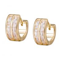 Brass Huggie Hoop Earring, plated, fashion jewelry & micro pave cubic zirconia, golden 