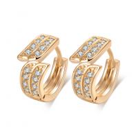 Brass Huggie Hoop Earring, fashion jewelry & micro pave cubic zirconia, golden 