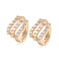 Brass Huggie Hoop Earring, plated, fashion jewelry & micro pave cubic zirconia, golden 