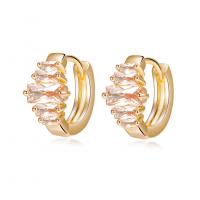 Brass Huggie Hoop Earring, fashion jewelry & micro pave cubic zirconia 