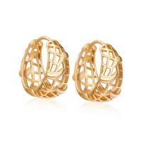 Brass Huggie Hoop Earring, fashion jewelry & micro pave cubic zirconia, yellow 