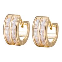 Brass Huggie Hoop Earring, fashion jewelry & micro pave cubic zirconia, yellow 