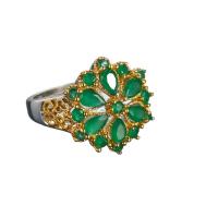 Anneau de cuivre de Zircon, laiton, avec zircon cubique, Placage de couleur d'or, normes différentes pour le choix & pour femme, vert, Vendu par PC