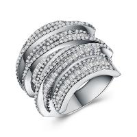 Cubic Zirconia Micro Pave Brass Finger Ring, silver color plated & micro pave cubic zirconia & for woman 