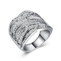 Cubic Zirconia Micro Pave Brass Finger Ring, silver color plated & micro pave cubic zirconia & for woman 