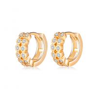 Brass Huggie Hoop Earring, gold color plated, micro pave cubic zirconia & for woman 