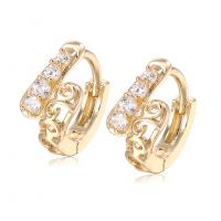 Brass Huggie Hoop Earring, gold color plated, micro pave cubic zirconia & for woman 