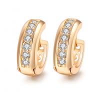 Brass Huggie Hoop Earring, gold color plated, micro pave cubic zirconia & for woman 