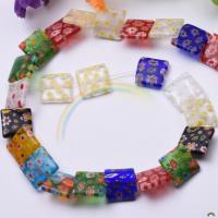 Millefiori Glasperlen, Millefiori Lampwork, Quadrat, DIY & verschiedene Größen vorhanden, gemischte Farben, verkauft von Strang