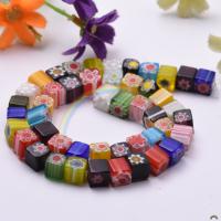 Стеклянные бусины миллефиори, Millefiori Lampwork, Куб, DIY & разный размер для выбора, разноцветный, продается Strand