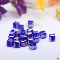 Abalorios de cristal cuadrado, chapado, Bricolaje, más colores para la opción, 6x6mm, 50PCs/Bolsa, Vendido por Bolsa