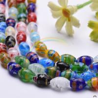 Millefiori Glasperlen, Millefiori Lampwork, Trommel, DIY, gemischte Farben, 7.5x12mm, 32PCs/Strang, verkauft von Strang