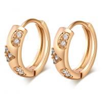 Brass Huggie Hoop Earring, gold color plated, micro pave cubic zirconia & for woman, 15mm 