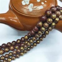 Cloisonne Stone Beads, Round, polished, DIY reddish-brown 