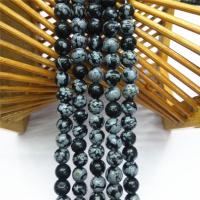 Snowflake Obsidian Bead, Round, polished, DIY 