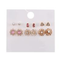 aleación de zinc Stud aretes, chapado, 6 piezas & para mujer, Vendido por Set