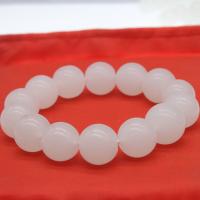 Jade Bracelets, Dyed Jade, Round, fashion jewelry & for woman, white 