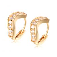 Brass Huggie Hoop Earring, gold color plated, micro pave cubic zirconia & for woman 