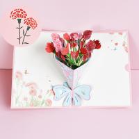 Paper 3D Greeting Card, Flower, printing, handmade & 3D effect, red 