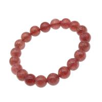 Quarz Armbänder, Strawberry Quartz, rund, poliert, Modeschmuck & elastisch & verschiedene Größen vorhanden, Rosa, Länge:7.5 ZollInch, verkauft von Strang